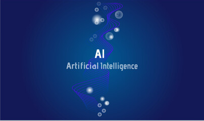 AI tech , circuit wave blue ,dark background data with bubble