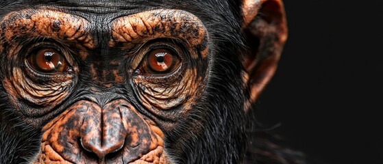 Naklejka premium A tight shot of a monkey's visage, adorned with brown and black facial markings, and expressive, circular eyes