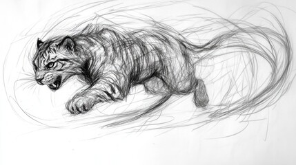 Obraz premium Dynamic Pencil Sketch of a Wild Animal in Motion