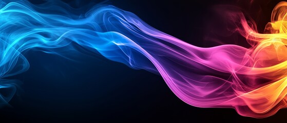 Obraz premium Colorful smoke against a black backdrop, featuring black background and red, yellow, blue, and pink smokes