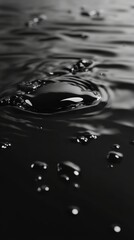 Glossy Black Liquid on Dark Background