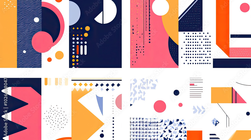 Poster exploring vibrant abstract geometric patterns in a creative layout generative ai