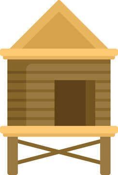 wooden hut on stilts, flat design clip art preview