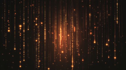 Obraz premium Digital streams of glowing binary code and particles cascading through a black background.