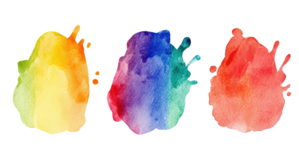 Vibrant Abstract Watercolor Splashes in Rainbow Colors Generative AI