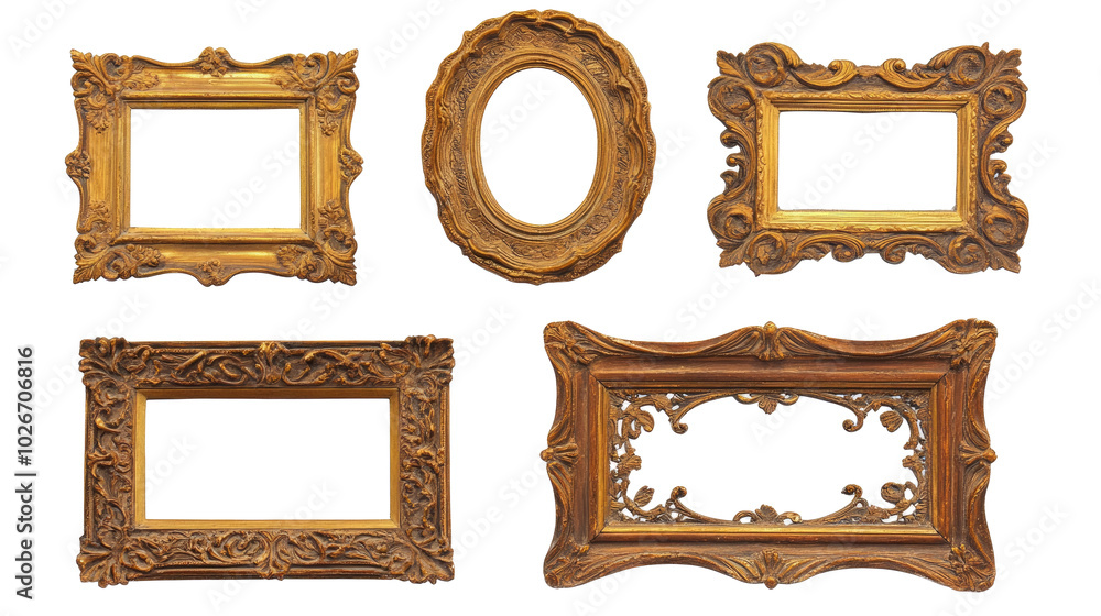 Poster antique carved gilded frames showcasing intricate designs and styles generative ai