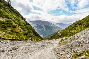 Ofenpass, Val dal Botsch, Ova da val dal Botsch, Bergbach, Piz dal Fuorn, Piz da Botsch, Schotter,...