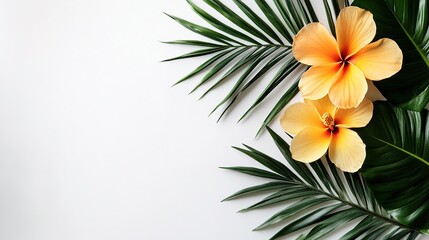 Obraz premium Minimalist tropical flower design on a clean white background