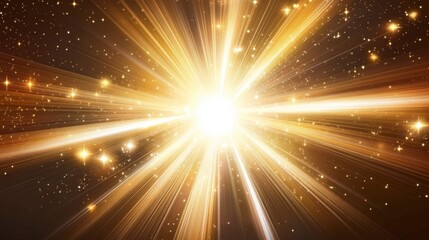 Obraz premium Radiant bursts of white and gold light spreading across a dark background.