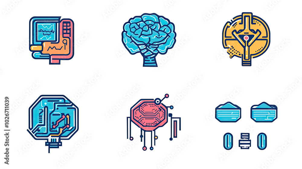 Poster ai pictograms showcasing tech concepts generative ai