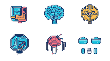 AI Pictograms Showcasing Tech Concepts Generative AI