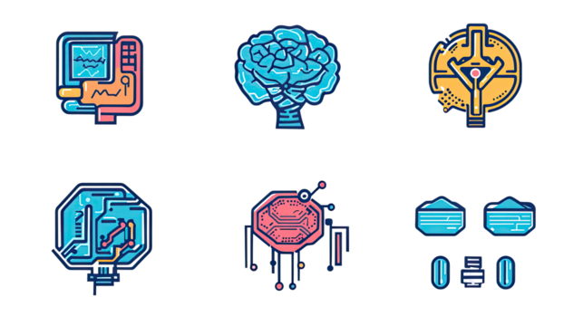 AI Pictograms Showcasing Tech Concepts Generative AI