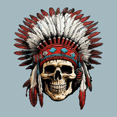 A minimalist skull illustration featuring a modern, geometric headdress. The clean lines and abstract style make it perfect for contemporary tattoos, graphic designs, and digital prints.
