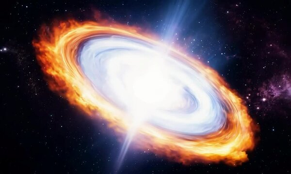 Pan shot with cosmic explosions: The camera starts by focusing on a cosmic explosion, such as a gamma-ray burst, capturing its intense energy, then pans to show the expanding shockwave.