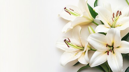 Blooming lilies with plenty of white space surrounding them