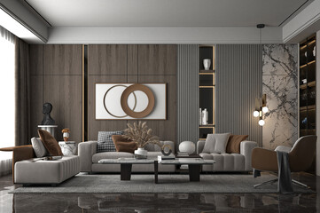 3D RENDER OF  LIVING ROOM