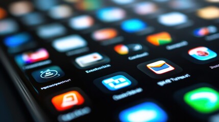Obraz premium Close-up of a Smartphone Screen with Colorful App Icons