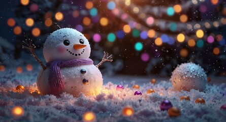 Obraz premium snowman on a Christmas balls with festival decorations