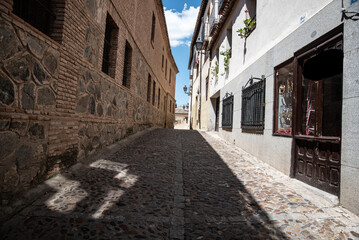 Empty street late afternoon in old city of Toledo, Spain