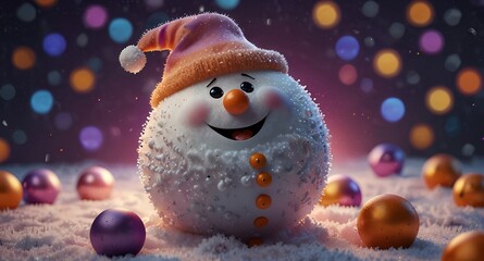 Obraz premium snowman face on a Christmas balls with festival decorations