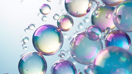 Iridescent Soap Bubbles Floating in Air