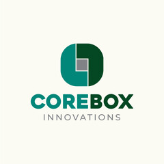 Core box innovative logo design vector editable business brand identity royalty free image