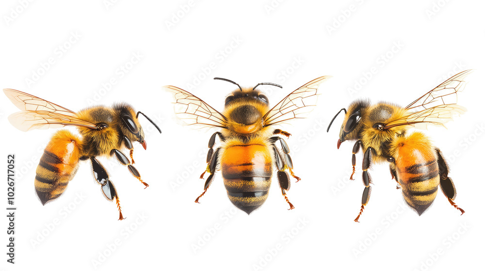 Poster close-up of honeybees displaying flight and activity in nature generative ai