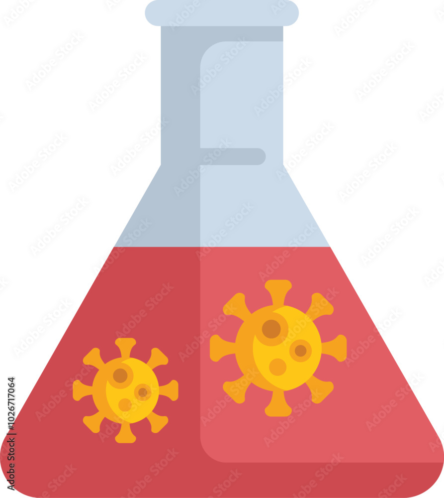 Poster laboratory flask containing virus cells spreading infection, perfect for illustrating concepts of vi