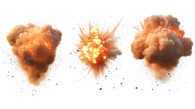 Explosive Display of Big Explosions With Smoke Effects in Daylight Generative AI