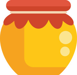 Clay pot containing honey with red lid and decoration