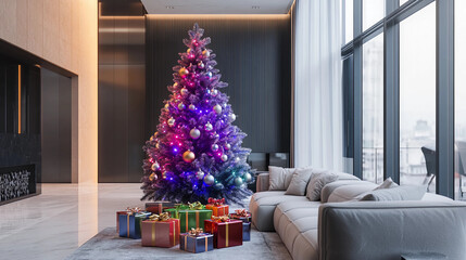 Colorful Christmas, tree, gifts, holiday, winter, Christmas tree, decor, beautiful home, 