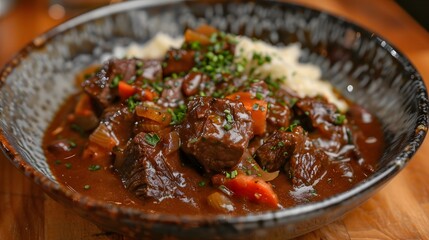 German-style beef stew with a dark beer sauce