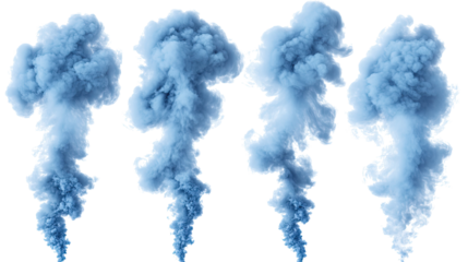 Dramatic Blue Smoke Explosion Effects on a White Background Generative AI