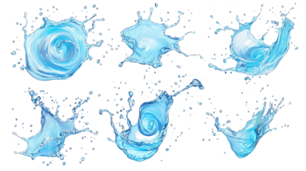 Swirling Blue Water Splashes With Tiny Bubbles Captured in Motion Generative AI