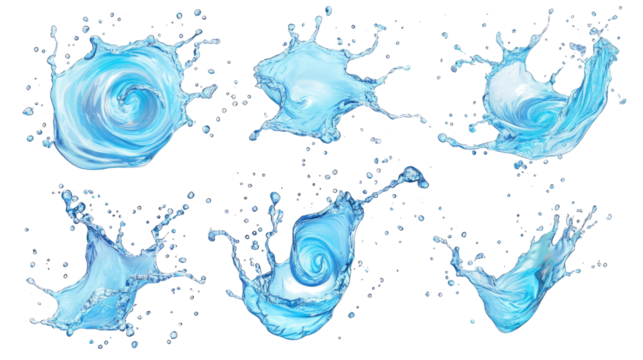 Swirling Blue Water Splashes With Tiny Bubbles Captured in Motion Generative AI