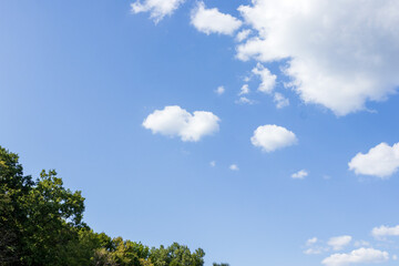 The summer period in nature , the sky on a sunny day with voluminous clouds