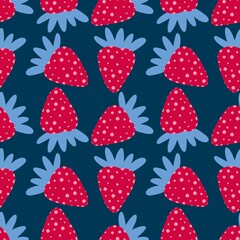 Cartoon summer fruit seamless strawberry pattern for birthday wrapping paper
