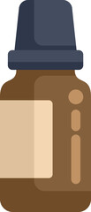 Simple illustration of a closed brown medicine bottle with a blank label, isolated on a white background