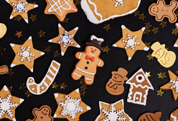 christmas cookies on a black background