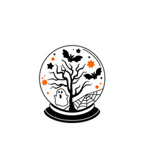  Vector illustration Halloween Crystal ball, Glass ball, background, banner, card, cartoon doodle
