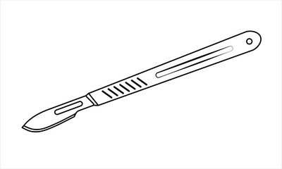 Surgical Scalpel linear icon. Vector illustration medical scalpel for operations. Operating tool for web, app, UI, logo.