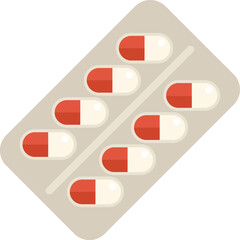 Blister pack containing capsules is lying open, suggesting the treatment of an illness