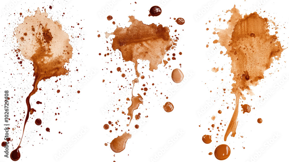 Poster brown paint stains on white create unique patterns generative ai