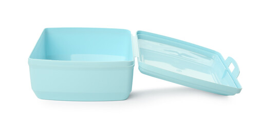 Empty plastic lunch box isolated on white