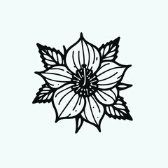 set of contour flower
line art of flowers, leaves
black and white illustration
set of decorative elements of plants