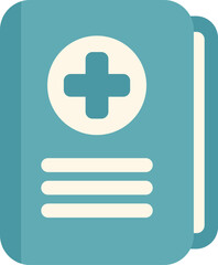 Fototapeta premium Icon of a blue medical record book featuring a white cross, symbolizing healthcare and medical information