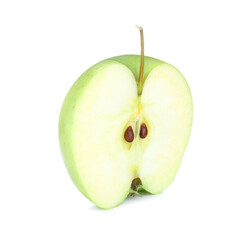 Half of fresh green apple isolated on white
