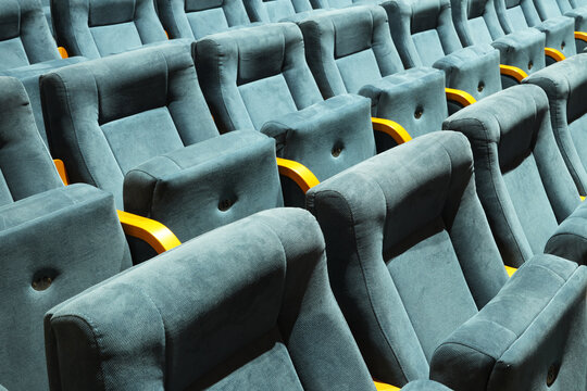 Seats in cinema theater hall. Movies lecture concept idea