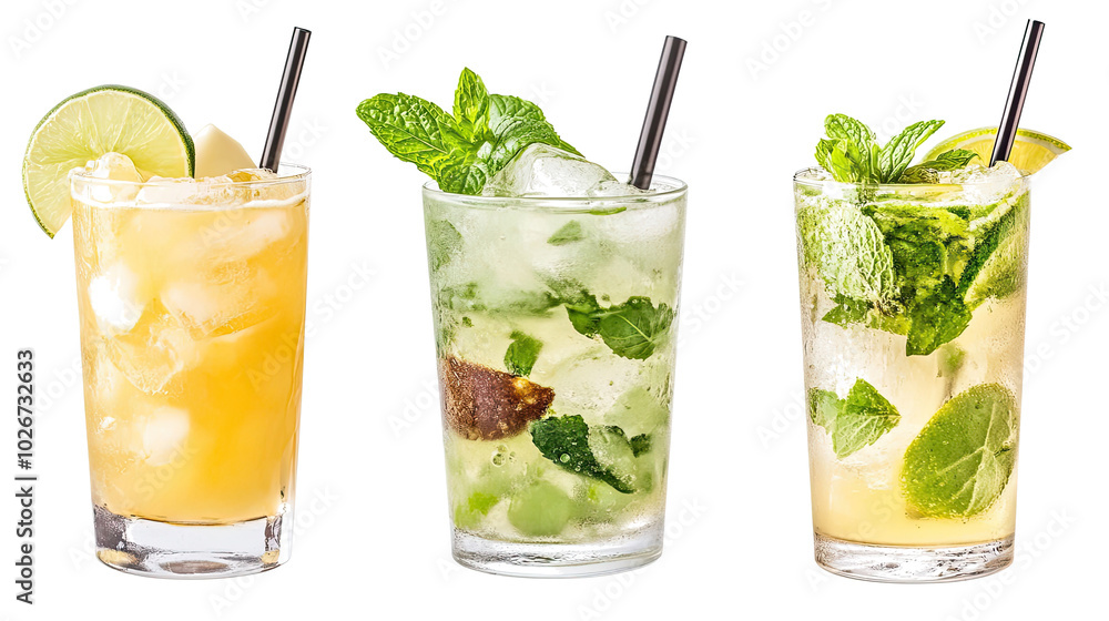 Poster refreshing mojitos served on a warm summer day generative ai