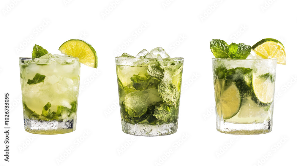 Poster refreshing mojitos served at a summer party generative ai